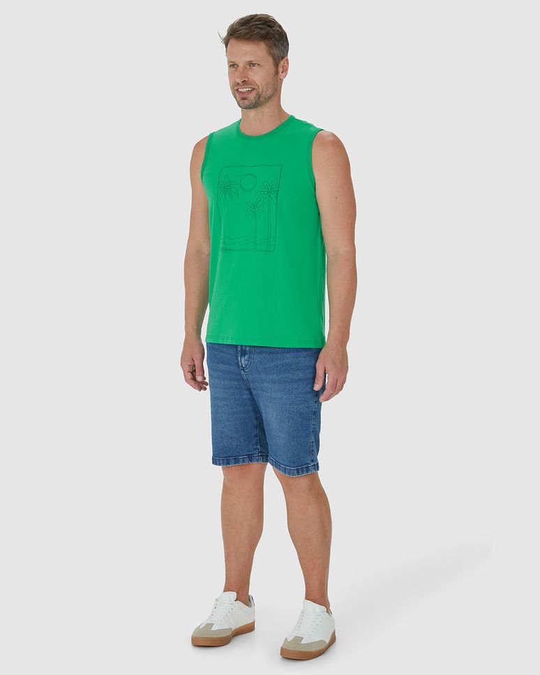 Regata Masculina Ilustração Frontal Em Algodão