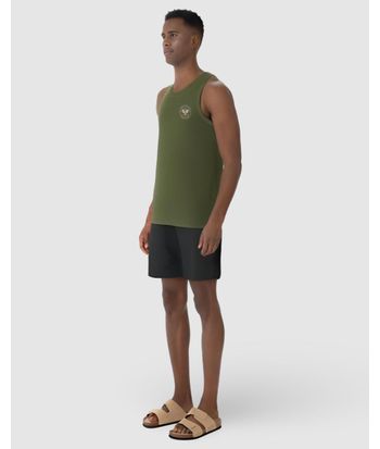 Regata Masculina Regular Estampa Peitoral E Costas Em Malha Linho