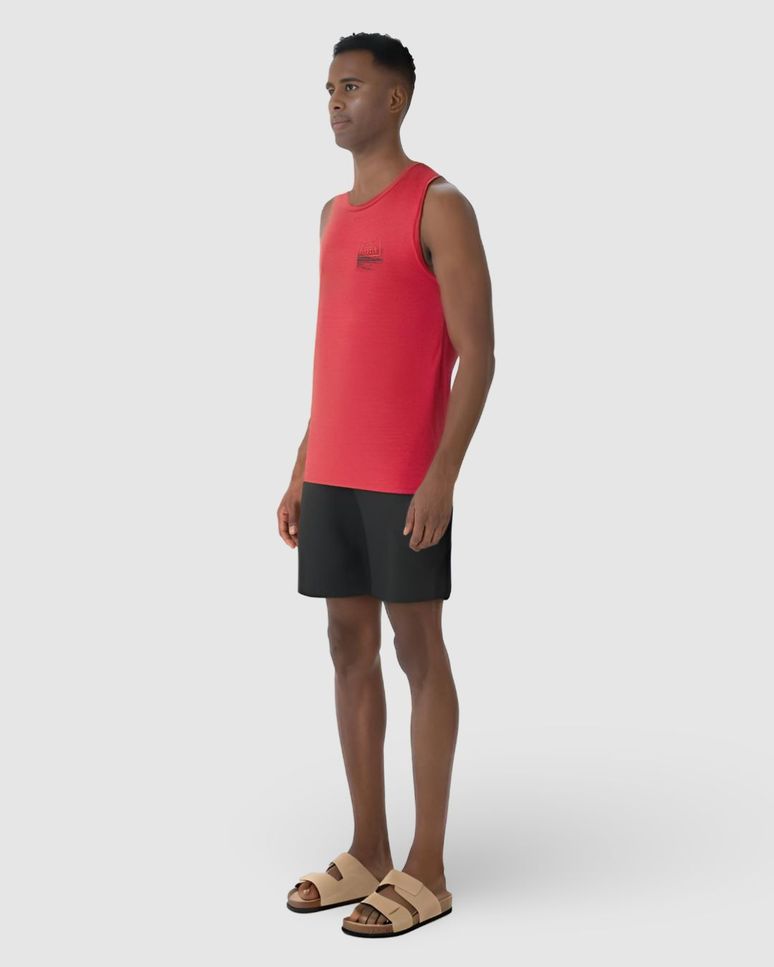 Regata Masculina Regular Estampa Peitoral E Costas Em Malha Linho