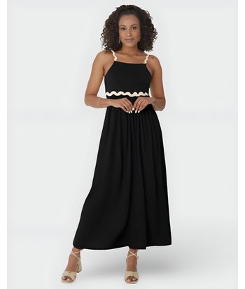 Vestido Longo Feminino Alça Sianinha Em Viscose