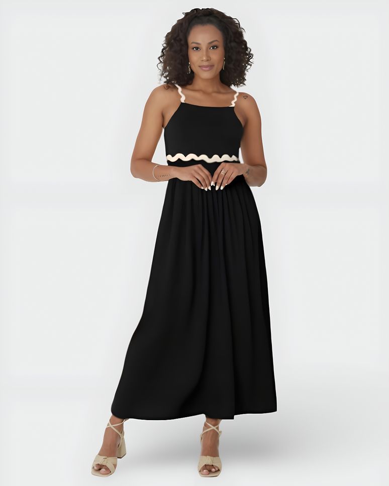 Vestido Longo Feminino Alça Sianinha Em Viscose