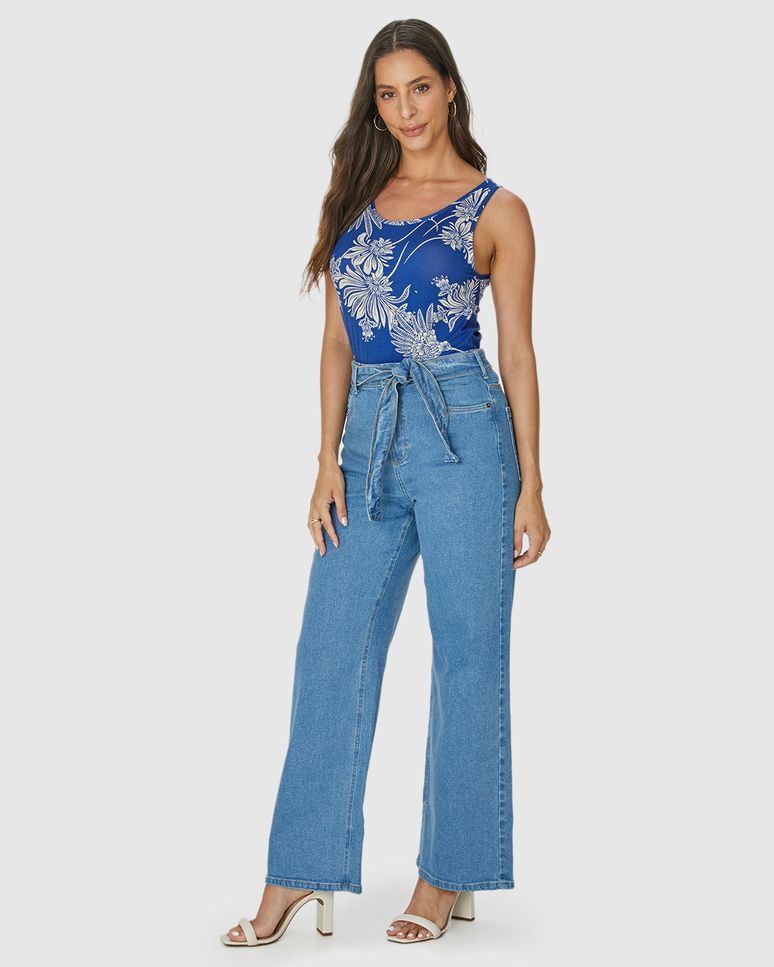 Regata Feminina Mullet Estampada Em Viscose Stretch