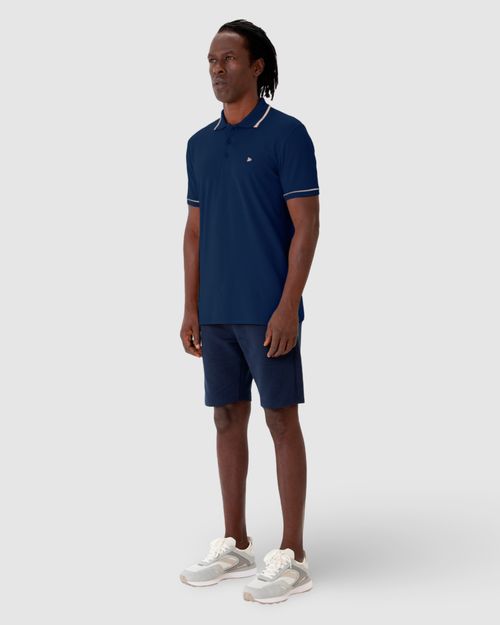 Camisa Polo Básica Masculina Bordada Em Piquet Stretch