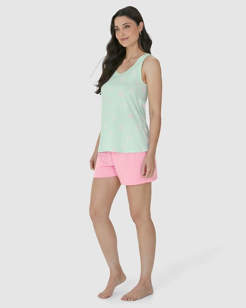 Pijama Feminino Estampa Flores Em Algodão