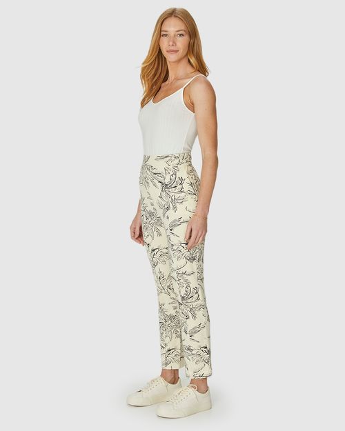 Calça Cigarrete Feminina Bolso Lateral Em Moletinho De Viscose