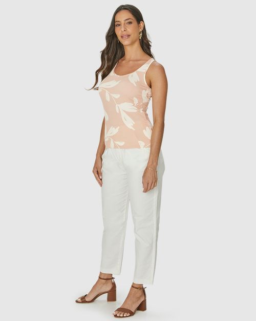 Regata Feminina Decote Redondo Estampada Em Viscose Stretch