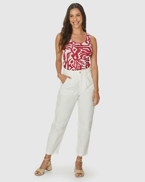 Regata Feminina Decote Redondo Estampada Em Viscose Stretch