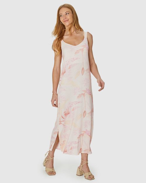 Vestido Midi Feminino Estampado Decote V Em Malha Viscolinho Stretch