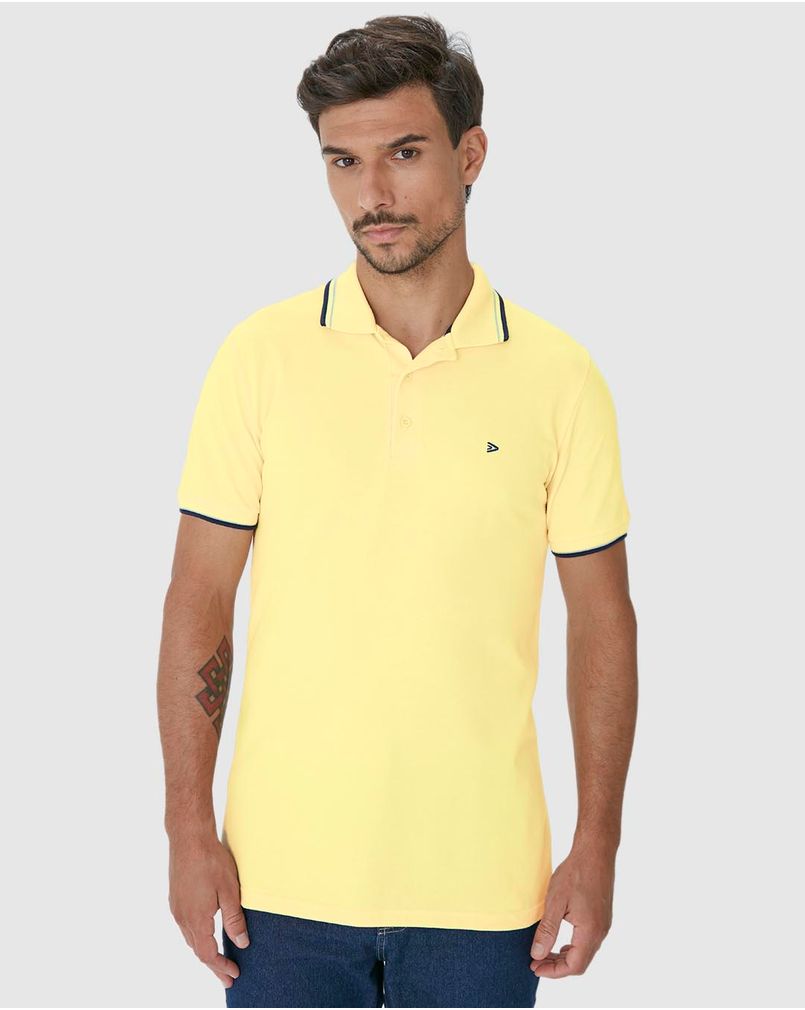 Camisa Polo Básica Masculina Em Piquet Premium AMARELO - Malwee
