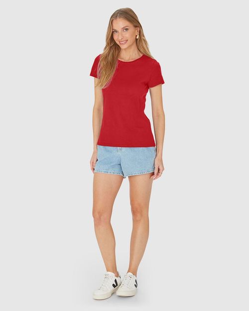 Blusa Básica Feminina Baby Look Em Algodão