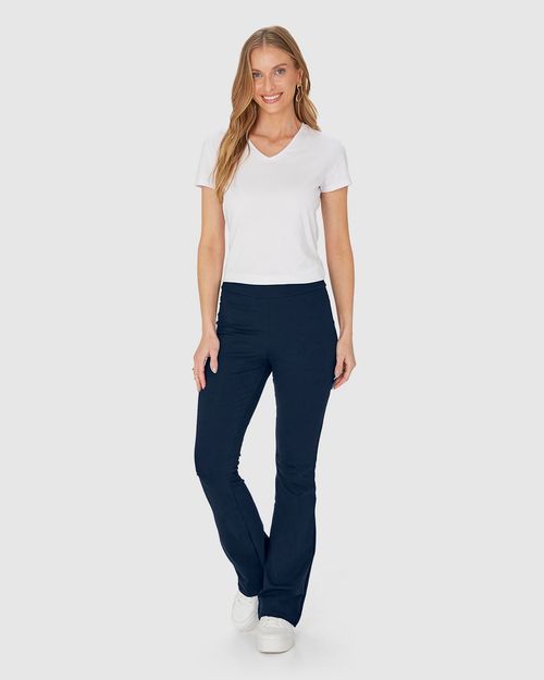 Calça Básica Feminina Flare Em Algodão