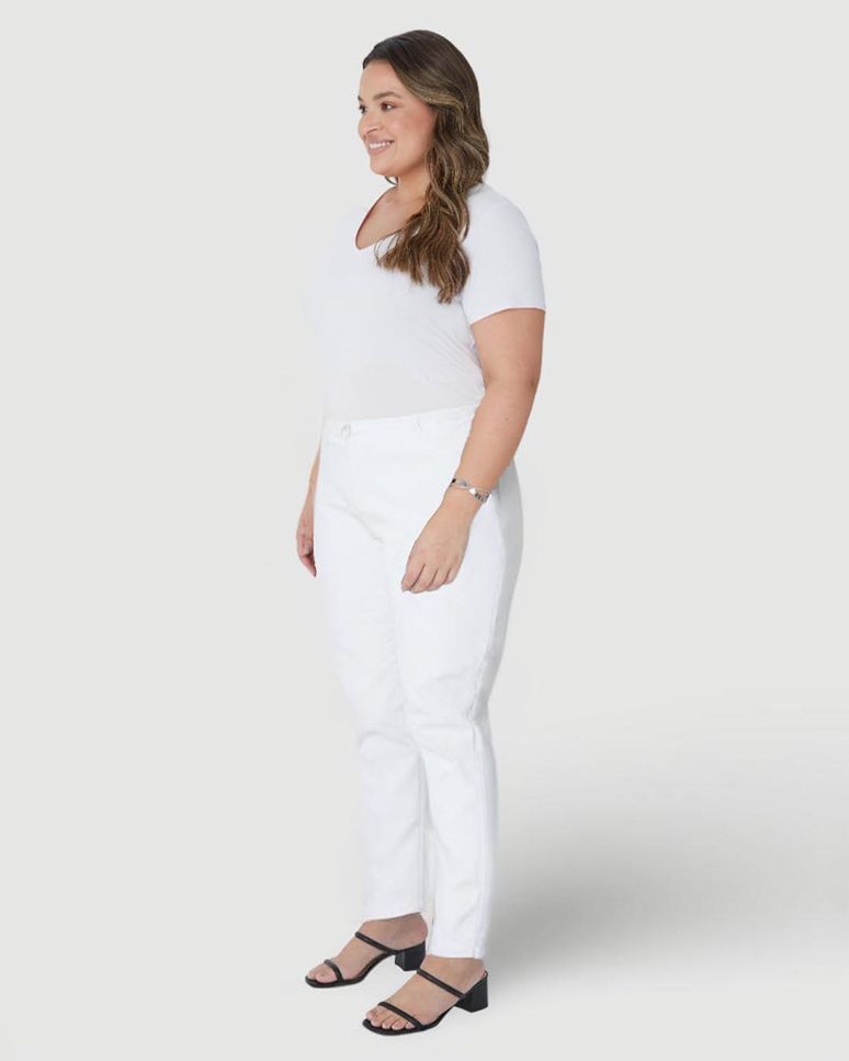 Calça Feminina Plus Size Skinny Em Flex Jeans