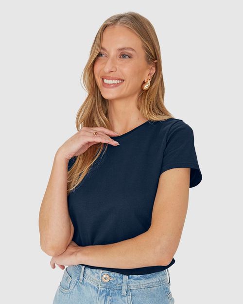 Blusa Básica Feminina Baby Look Em Algodão