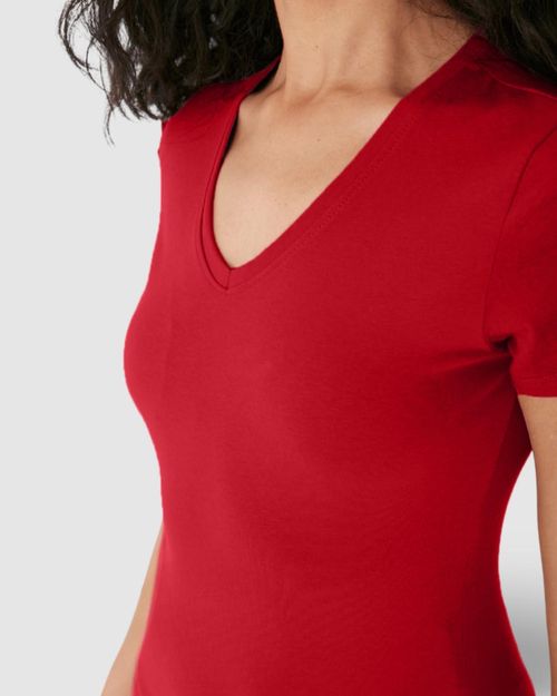 Blusa Básica Feminina Decote V Em Algodão