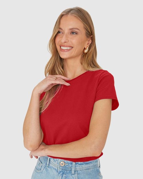 Blusa Básica Feminina Baby Look Em Algodão