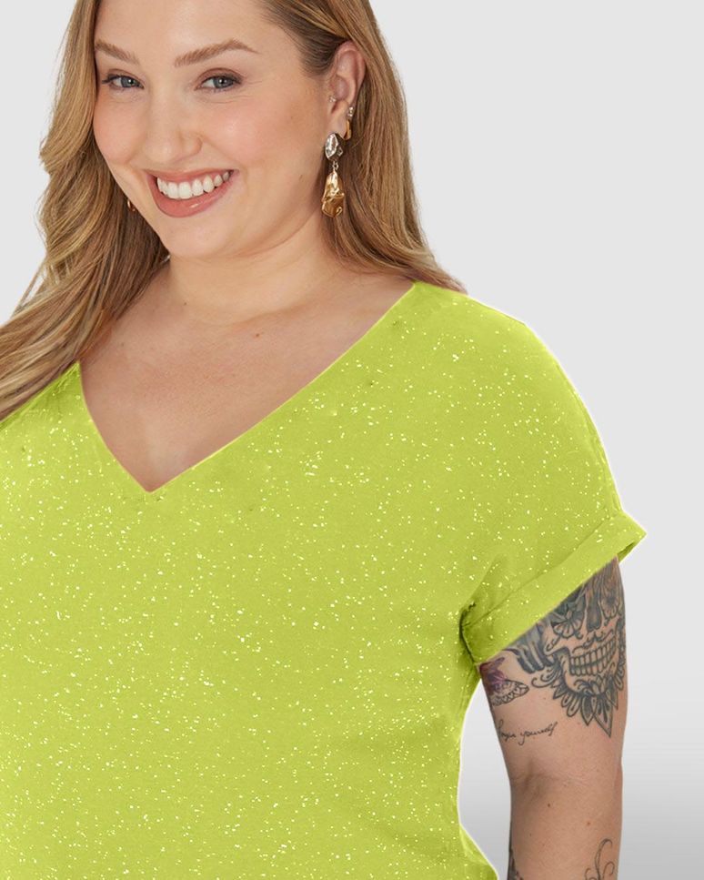 Blusa Básica Feminina Plus Size Decote V Em Viscose Botonê