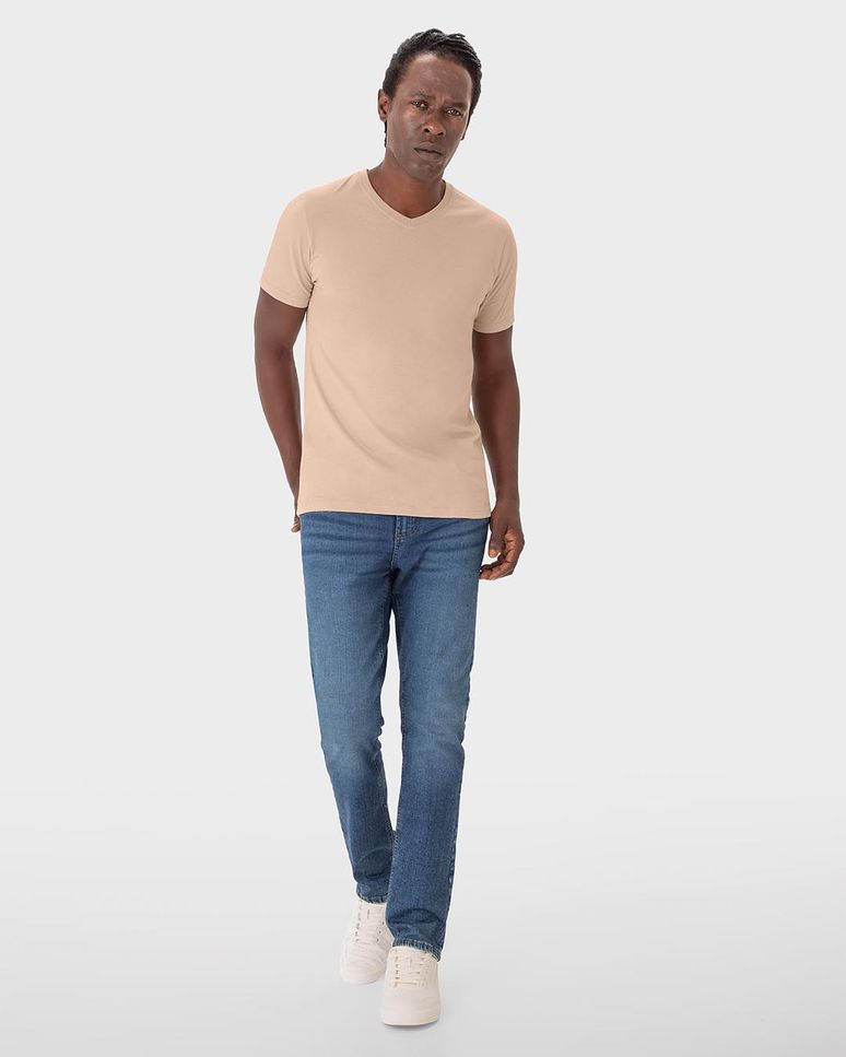 Camiseta Básica Masculina Gola V Em Algodão