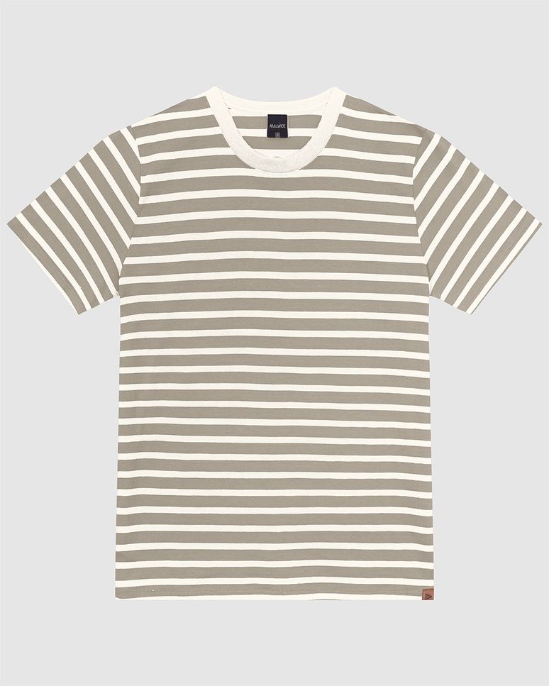 Camiseta Masculina Regular Manga Curta Em Malha Listrada