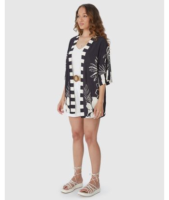 Kimono Amplo Feminino Estampado Em Viscose