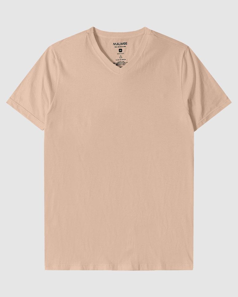 Camiseta Básica Masculina Gola V Em Algodão