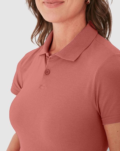 Blusa Polo Básica Feminina Com Peitilho Em Piquet Stretch