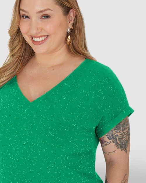 Blusa Básica Feminina Plus Size Decote V Em Viscose Botonê