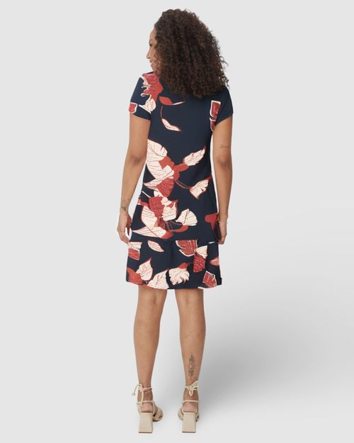 Vestido Feminino Evasê Estampado Em Malha Viscose Stretch