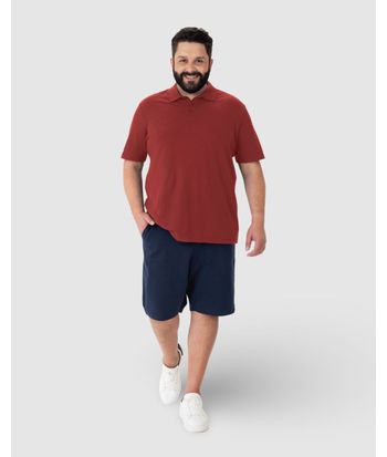Camisa Polo Básica Masculina Plus Size Em Piquet Stretch