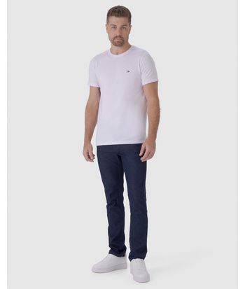 Calça Slim Masculina Cintura Média Em Flex Jeans