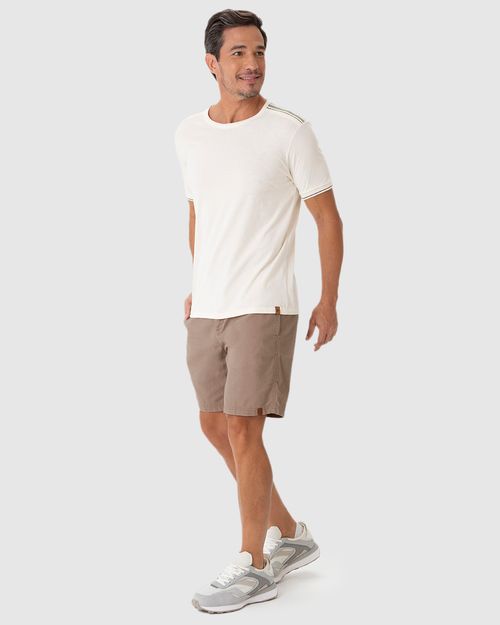 Bermuda Masculina Tradicional Bolso Embutido Em Linho Com Algodão