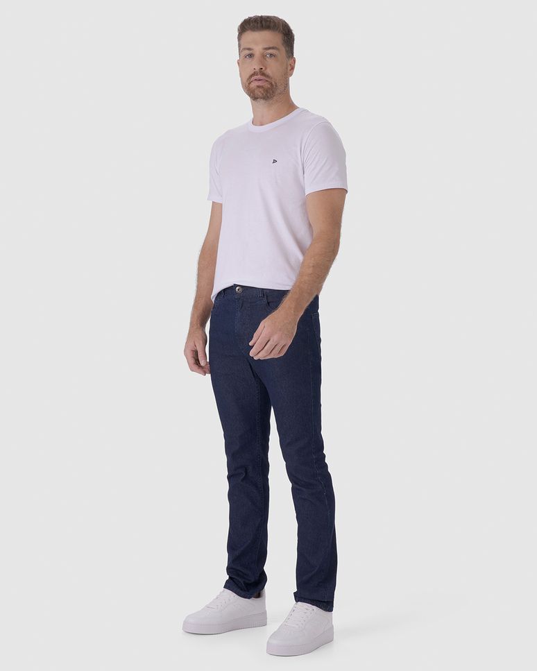 Calça Slim Masculina Cintura Média Em Flex Jeans