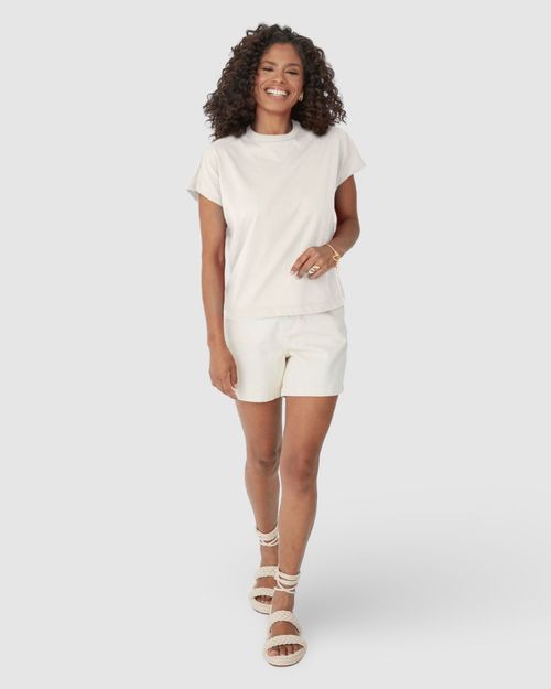 Blusa Básica Feminina Manga Curta Sem Cavas Em Malha Algodão Comfy