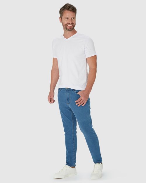 Calça Masculina Slim Cintura Média Em Flex Jeans