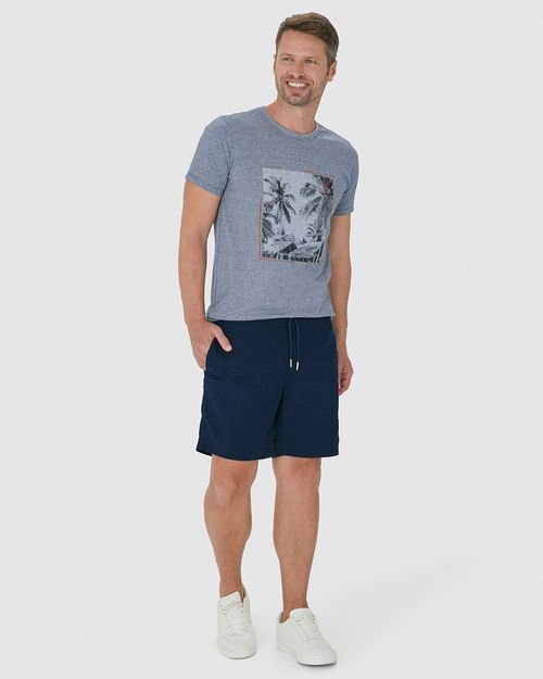 Bermuda Masculina Tradicional Bolso Embutido Em Linho Com Algodão