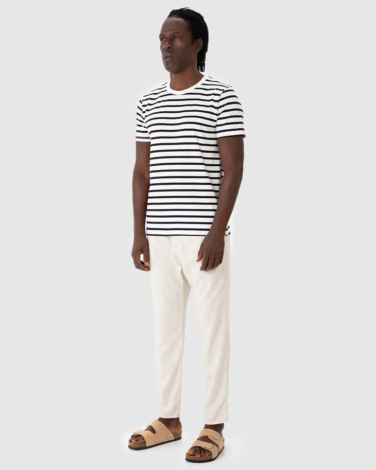 Camiseta Masculina Regular Manga Curta Em Malha Listrada