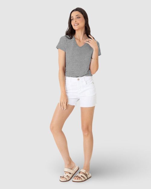 Blusa Básica Feminina Decote V Em Algodão