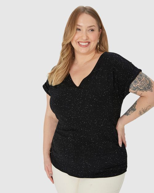Blusa Básica Feminina Plus Size Decote V Em Viscose Botonê