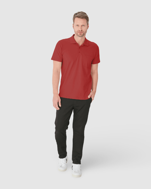 Camisa Polo Básica Masculina Gola Esporte E Bolso Piquet Stretch