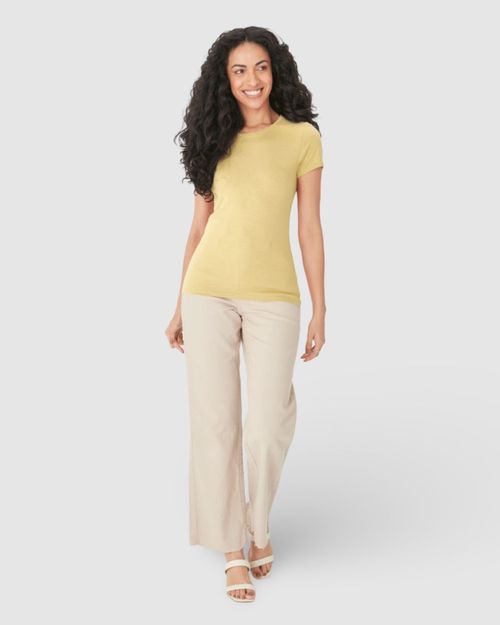 Blusa Básica Feminina Decote Redondo Em Algodão