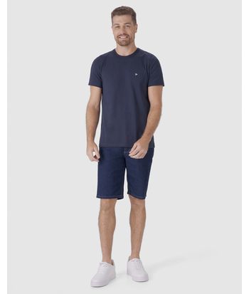 Bermuda Masculina Tradicional Cintura Média Em Jeans Com Poliéster Reciclado