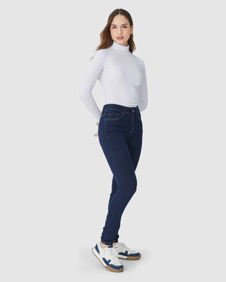 Calça Feminina Skinny Cintura Média Em Flex Jeans