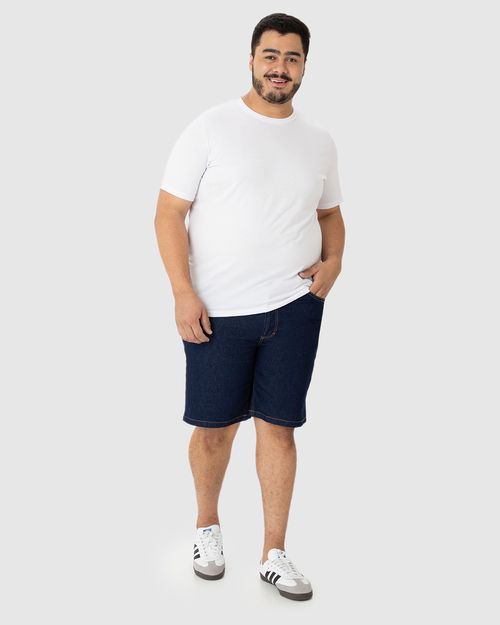 Bermuda Masculina Tradicional Plus Size Em Jeans Com Elastano
