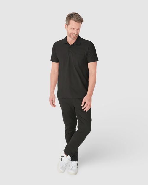 Camisa Polo Básica Masculina Gola Esporte E Bolso Piquet Stretch