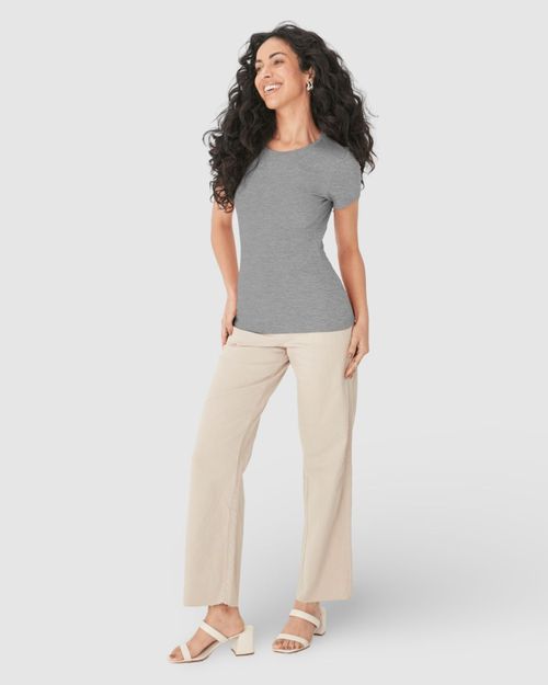 Blusa Básica Feminina Decote Redondo Em Algodão