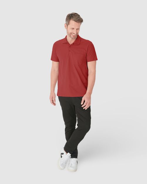 Camisa Polo Básica Masculina Gola Esporte E Bolso Piquet Stretch