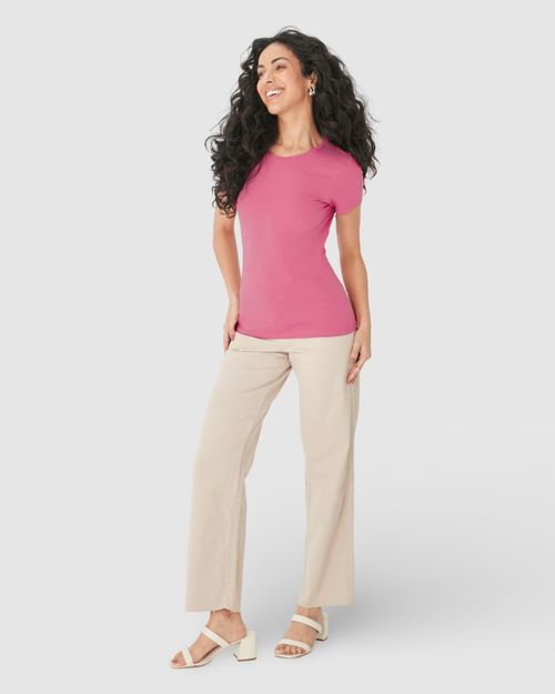 Blusa Básica Feminina Decote Redondo Em Algodão