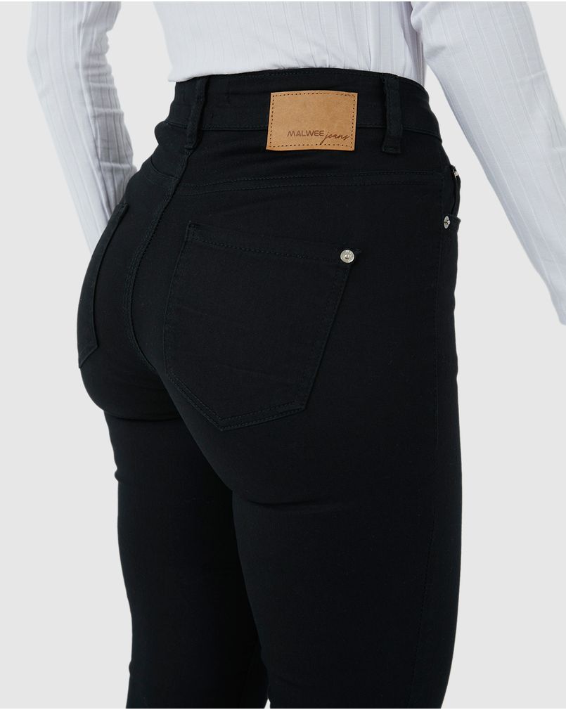 Calça Skinny Feminina Cintura Média Em Sarja Com Elastano PRETO