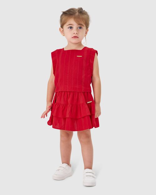 Conjunto Menina Blusa E Saia Em Viscose Lurex - Carinhoso