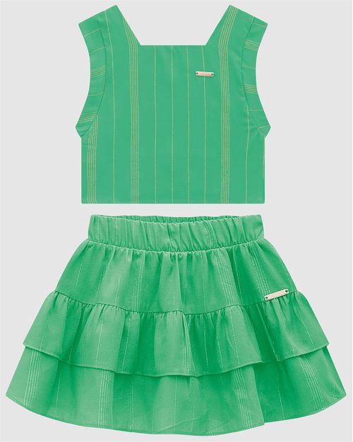 Conjunto Menina Blusa E Saia Em Viscose Lurex - Carinhoso