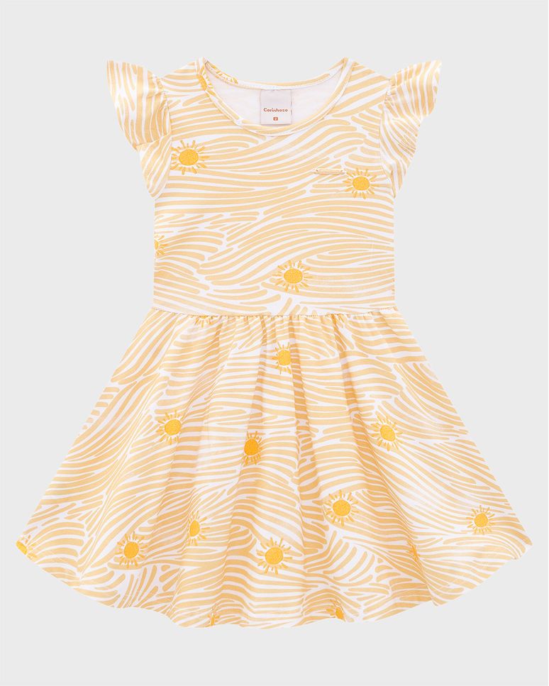 Vestido Menina Estampa Digital Em Algodão - Carinhoso
